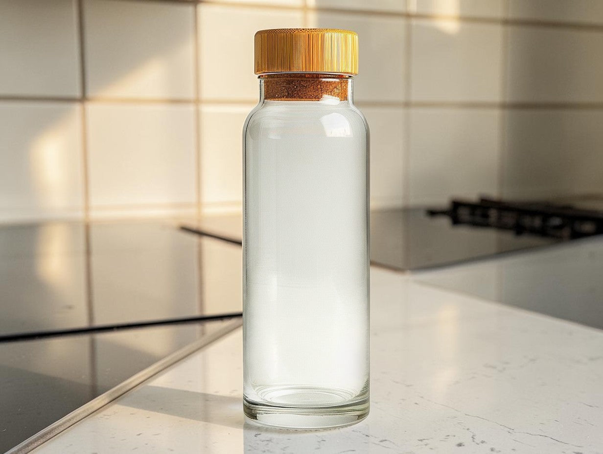 Cookvala Borosilicate Glass Oil Dispenser Bottle with Airtight Bamboo Lid, 500ml