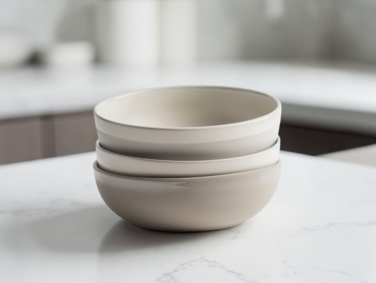 Cookvala Matte Ceramic Nesting Mixing Bowls, Set of 3 Minimalist Salad Serving Bowls