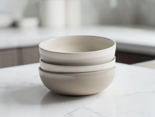 Cookvala Matte Ceramic Nesting Mixing Bowls, Set of 3 Minimalist Salad Serving Bowls