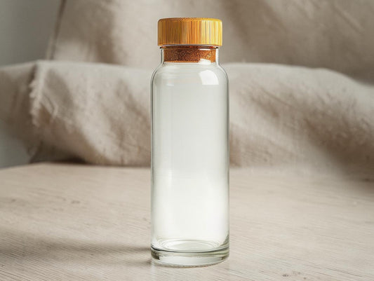 Cookvala Borosilicate Glass Oil Dispenser Bottle with Airtight Bamboo Lid, 500ml