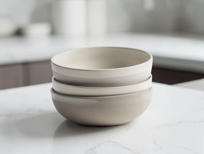 Cookvala Matte Ceramic Nesting Mixing Bowls, Set of 3 Minimalist Salad Serving Bowls